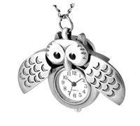 Amosfun Retro Taschenuhr Eule mit Kette Analoge Quarzuhr im Vintage Stil Kompakte Größe für Herren und Damen Geschenk für Freunde und Familie