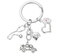 Amosfun SchlüSselanhäNger Medizin Ambulanz Design FüR ÄRzte Krankenschwestern RettungssanitäTer Kreatives Geschenk Metall SchlüSselring FüR Tasche Auto