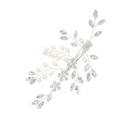 Amosfun Silberne Strass Haarspange aus Legierung mit Perlen Leichter Haarkamm für Damen Braut und Hochzeits Schmuck Haarnadel für Party und Freizeit