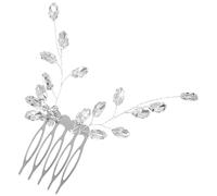 Amosfun Silberner Braut Haarkamm mit Blatt Strasssteinen Seitlicher Hochzeits Haarschmuck mit Pflaumenblüten Motiv Langlebiger Schmuck für Festliche Anlässe