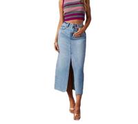 AMOUSD Lange Jeansröcke für Damen, lässig, gerade, Maxi, lang, A-Linie, schmale Passform, knielang, Denim-Jeansrock, Übergröße, hellblau, 36