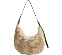 AMOYER Halbmondförmige Tasche Aus Gewebtem Gras Verstellbarem Riemen, Sommerliche Unterarmtasche, Lässige Schultertasche Für Reisen, Verabredungen, Arbeit Und Alltag