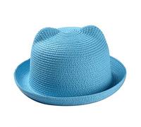 AMOYER Sommer Sonnenhut Kinder Katze-Ohr-Strohhut Sonnenhut Baby-Bären-Form-Eltern-Kind-Hut