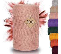 AMPARA - Makramee Garn 3mm x 200m - Häkelgarn für Taschen, kleine Körbe, Untersetzer etc. | Nachhaltiger DIY Flechtkordel 100% Recycelt & Hochwertig (rosa)