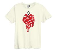 Amplified - American Idiot Heart Grenade Green Day T-Shirt für Erwachsene, Unisex, Weiß, Retro, XXL