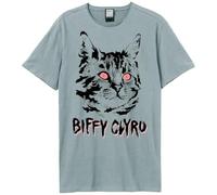 Amplified Biffy Clyro Black Cat Unisex-Erwachsene T-Shirt, Strange Blue, Klein