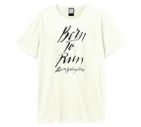 Amplified Born to Run Bruce Springsteen Unisex-Erwachsene T-Shirt, Weiss/opulenter Garten, XL