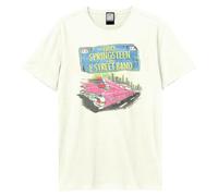 Amplified Cadi Bruce Springsteen Unisex-Erwachsene T-Shirt Pink, Vintage-Weiß, XL