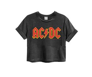 Amplified Crop Top Damen T-Shirt (ACDC Logo - Charcoal, M)