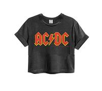 Amplified Crop Top Damen T-Shirt (ACDC Logo - Charcoal, S)