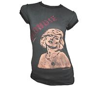 Amplified Damen T-Shirt Grau Anthrazit Official Blondie Strass Debbie Harry Rock Star Vintage L 42