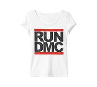 Amplified Damen T-Shirt Run DMC Logo Ladies Crew Tee, Einfarbig, Gr. 32 (Herstellergröße:X-Small), Weiß