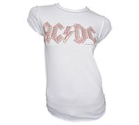 Amplified Damen T-Shirt Weiss Official AC/DC Strass Logo Rock Star Vintage L 42