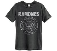 Amplified Herren T-Shirt, Ramones Logo, GR. Small (Herstellergröße: Small), Grau (Charcoal)