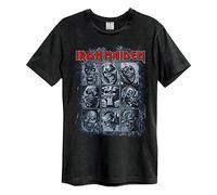 Amplified Offizielles Iron Maiden 9 Eddies T-Shirt für Herren, Schwarz XL - Brust 42-44 Zoll (106.5-111.5 cm) Schwarz
