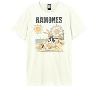 Amplified Rockaway Beach T-Shirt Ramones Erwachsene Unisex (S) (Vintage White)