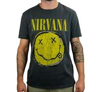 Nirvana Amplified Collection - Worn Out Smiley T-Shirt charcoal in L