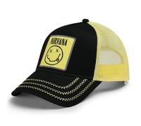 Amplified Trucker Baseballkappe mit verstellbarem Snapback-Verschluss, Atmungsaktiv - Nirvana, Schwarz-Gelb
