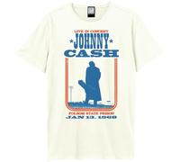 Amplified Unisex Erwachsene Man in Black at Folsom Johnny Cash T-Shirt, vintage white, L