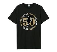 Amplified Unisex Jubiläums Band T-Shirt - 50 Jahre ACDC - Classic Bolt, Schwarz, L