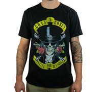 Amplified Unisex Tee - Guns N Roses - Top Hat Skull, Black, L