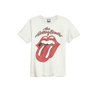 Amplified Vintage Tongue T-Shirt The Rolling Stones Erwachsene Unisex, Vintage Weiß, Medium