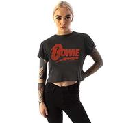 Amplifiziertes David Bowie T-Shirt Kulturelle Frauen Damenband Logo graue Oberse