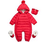 amropi Baby Winter Overall Mit Kapuze Schneeanzüge Strampler Jungen Mädchen Spielanzug Rot,6-9 Monate