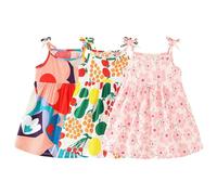 amropi Geblümt Kleider für Baby Mädchen Sommerkleid 3er Pack Ärmelloses Baumwolle Kleid Rosa Weiß Rosa,6-12 Monate
