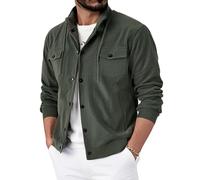 amropi Herren Hemd Cord Jacke Langarm Freizeithemd Knopf Leicht Hemdjacke Mit Klappentasche Grün, L