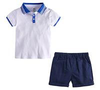 amropi Kleidung Sets Jungen Sommer T-Shirt + Shorts Set Gestreift Kurzarm Top und Kurze Hose Weiß Marine,3-4 Jahre