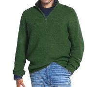 amropi Pullover Herren 1/4 Zip Neck Rollkragenpullover Turtleneck Strickpullover Sweater Langarm Leichter Pulli Grün,4XL