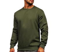 amropi Sweatshirt Herren Ohne Kapuze Pullover Einfarbig Lockere Langarm Rundhals Sport Langarmshirt Armeegrün,XXL
