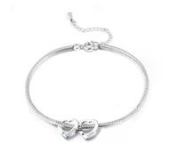 Amsgedhie Personalisiertes Herz-Geburtsstein-Armband - Damen Armband mit Namens Gravur, Verstellbare Kette für Mama Oma, Geschenk zum Muttertag Weihnachten (Name 2)