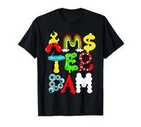 Amsterdam Geschenke & Souvenirs Niederländische T-Shirt Damen, Unisex Kinder, Schwarz, Cartoon, Vintage, Kurzarm, Klassisch, Klein, Crew-Ausschnitt, EU, S