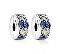 Amuefer Celestial Sun, Star & Moon Clip Charms für Armbänder 925 Sterling Silber mit Cubic Zirkonia Stopper Geburtstag Weihnachten Schmuck Geschenke für Frauen -2 Stücke