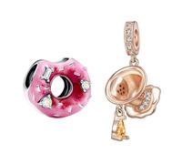 Amuefer Donut & Coffee Cup Charms für Armbänder 925 Sterling Silber Anhänger für Halsketten Geburtstag Weihnachten Schmuck Geschenke für Frauen-2 Stück