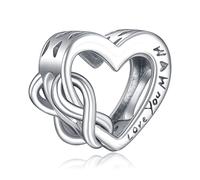 Amuefer S925 Silber Sterling Charm Herz Heart Mom Mutter Mama Passend für Pandora Armbänder, Geschenk zum Geburtstag Muttertag Valentinstag Weihnachten für Frauen Mutter Großmutter Oma