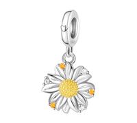 Amuefer S925 Silber Sterling Silver Charm Blume Blumen Flower Floral Passend für Pandora Armbänder, Geschenk zum Geburtstag Jahrestag Muttertag Valentinstag Sommer für Frauen Mama Tochter Freundin