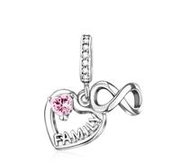 Amuefer S925 Silber Sterling Silver Charm Familie Family Herz Heart Infinity Unendlichkeit Passend für Pandora Armbänder, Geschenk zum Geburtstag Muttertag Valentinstag Weihnachten für Frauen Mama