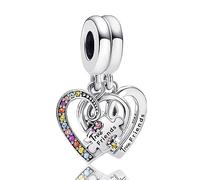 Amuefer S925 Silber Sterling Silver Charm Friend Freund Freundinnen Herz Heart Passend für Pandora Armbänder, Geschenk zum Geburtstag Jahrestag Valentinstag Weihnachten für Frauen Freundin