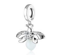 Amuefer S925 Silber Sterling Silver Charm Glühwürmchen Firefly Glow in the dark Leuchtend Passend für Pandora Armbänder, Geschenk zum Geburtstag Jahrestag Valentinstag Weihnachten für Frauen Tochter