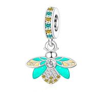 Amuefer S925 Silber Sterling Silver Charm Glühwürmchen Firefly Passend für Pandora Armbänder, Geschenk zum Geburtstag Jahrestag Muttertag Valentinstag Weihnachten für Frauen Mama Tochter