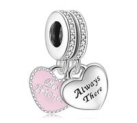 Amuefer S925 Silber Sterling Silver Charm Herz Heart Friend Freund Freundinnen Passend für Pandora Armbänder, Geschenk zum Geburtstag Jahrestag Valentinstag Weihnachten für Frauen Beste Freundin