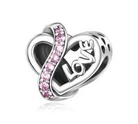 Amuefer S925 Silber Sterling Silver Charm Herz Heart Liebe Love Passend für Pandora Armbänder, Geschenk zum Geburtstag Jahrestag Muttertag Valentinstag Weihnachten für Frauen Mama Freundin