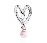 Amuefer S925 Silber Sterling Silver Charm Herz Heart Mom Mutter Mama Passend für Pandora Armbänder, Geschenk zum Geburtstag Muttertag Valentinstag Weihnachten für Frauen Mutter Großmutter Oma
