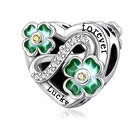 Amuefer S925 Silber Sterling Silver Charm Kleeblatt Infinity Unendlichkeit Love Liebe Heart Herz Passend für Pandora Armbänder, Geschenk zum Geburtstag Jahrestag Muttertag Weihnachten für Frauen