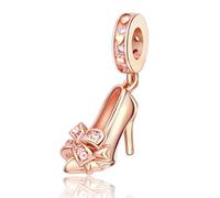 Amuefer S925 Silber Sterling Silver Charm Rosegold Rotgold High Heels Stöckelschuh Passend für Pandora Armbänder, Geschenk zum Geburtstag Jahrestag Valentinstag Weihnachten für Frauen Freundin