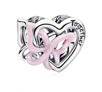 Amuefer S925 Silber Sterling Silver Charm Schmetterling Butterfly Herz Heart Pink Passend für Pandora Armbänder, Geschenk zum Geburtstag Jahrestag Muttertag Valentinstag für Frauen Mama Tochter