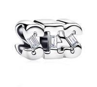 Amuefer S925 Silber Sterling Silver Charm Schwester Schwestern Sister Schwesterherz Passend für Pandora Armbänder, Geschenk zum Geburtstag Jahrestag Valentinstag Weihnachten für Frauen Freundin
